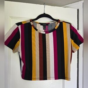 Forever 21 Colorblock Striped Crop Top